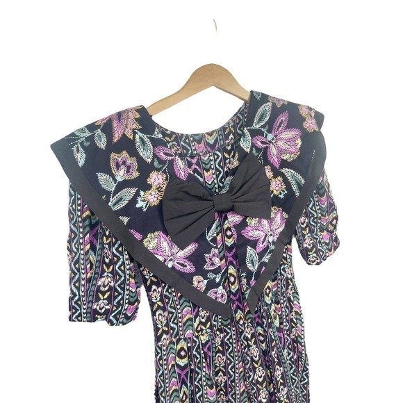 Choon Purple Floral 22" Inseam Short Sleeve Overall Jumpsuit Vintage Womens 6 - Picture 2 of 8